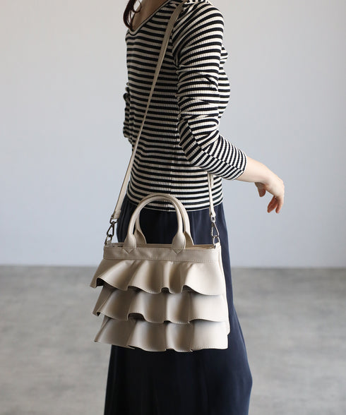 【雑誌掲載・ショップチャンネルOA商品】2WAYフリルハンドバッグ 12-1162